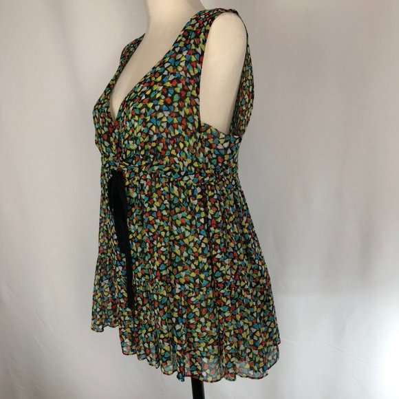 Odille Silk Flouncy Babydoll Heart Pattern Blouse - Picture 2 of 8